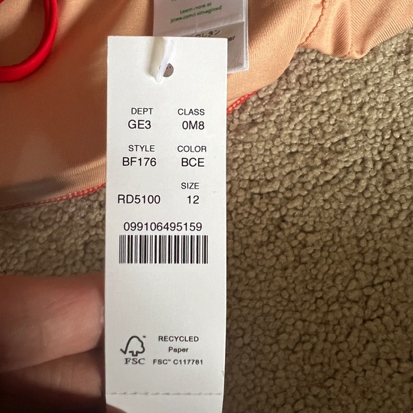 New with tags. Unused. J. Crew lined swimsuit. Bright Cerise. Size 12. - Picture 5 of 7